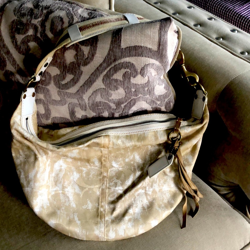 Coach hobo bag with leather detail